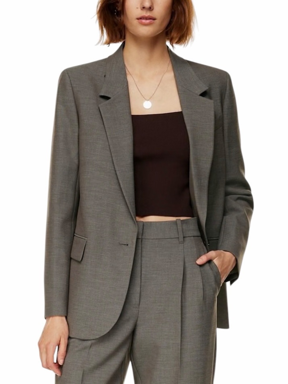 Aritzia Wilfred Generation Relaxed Fit Blazer Grey Brown (Re)ssential Sz S / 6